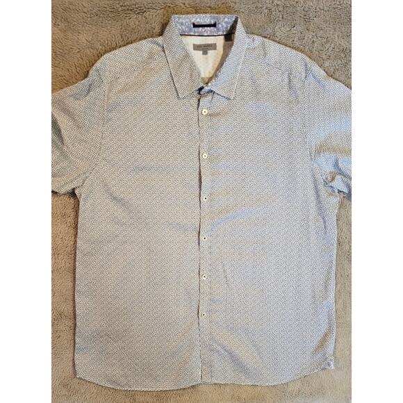 Ted Baker London Button Down Shirt, 100% Cotton, TB Sz 7  Blue/ White - Picture 9 of 11